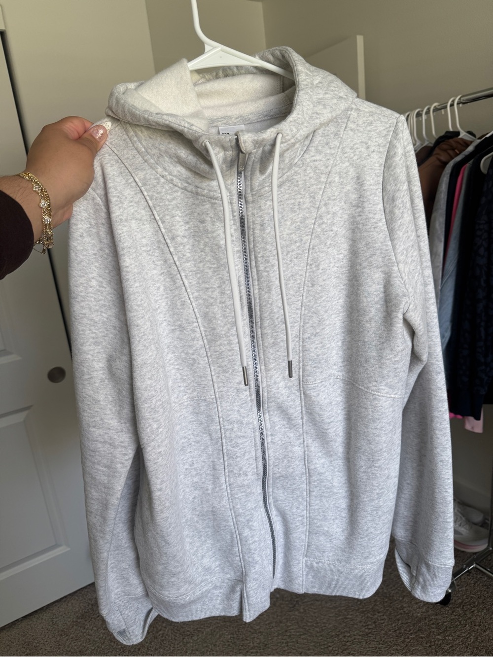 all in motion Light Gray Full-Zip Hoodie Sweatshirt